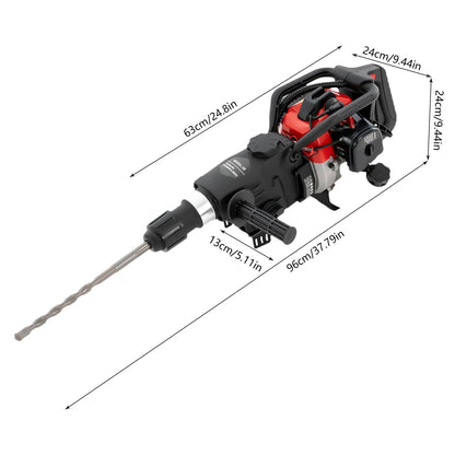 3-in-1 Gasoline Hammer Drilling Machine 32.6CC 2 Stroke Gas Powered Demolition Concrete Breaker Rock Drill 1200W w/Chisels
