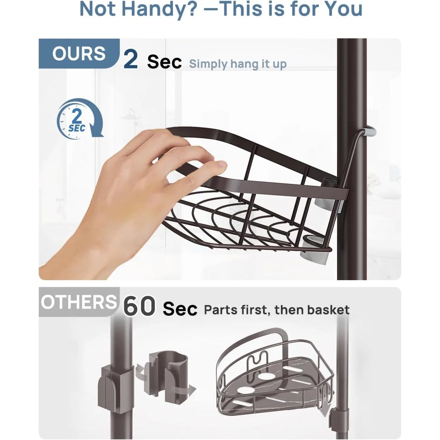 Rustproof Shower Corner Caddy Organizer for Bathroom,Tension Pole with 4 Baskets, for Bathtub Storage Rack,39.2 to 113 Inch