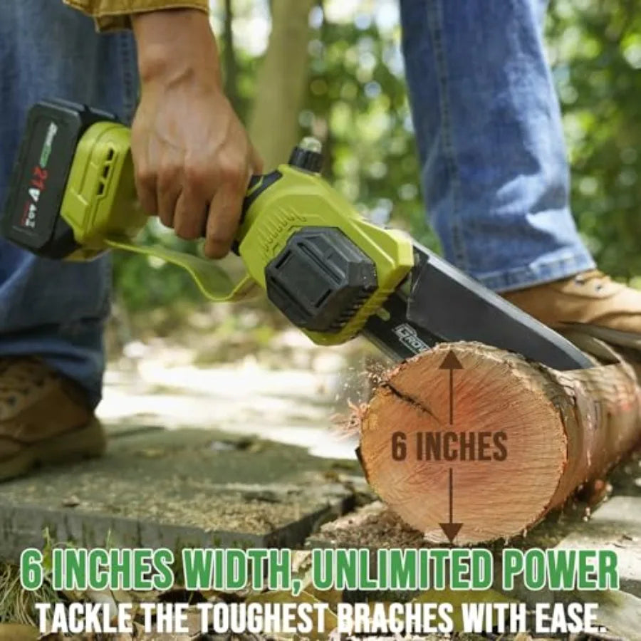 2-IN-1 Cordless Pole Saw and Mini Chainsaw Two 4.0Ah Battery Powered 6 Inch Electric Pole Chainsaw 15Ft MAX Reach Pole Saw for