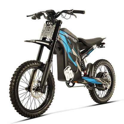 HAPPYRUN Tank Electric Dirt Bike G300 Pro Blue 3000W Motor 72V 30Ah Battery