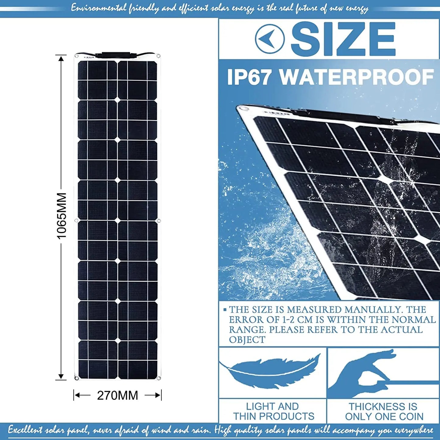 400 Watt Flexible Solar Panel for RV, 2 × 200 Watt 12 Volt Solar Power Panel Kit with 40A Solar Charge Controller, Customized