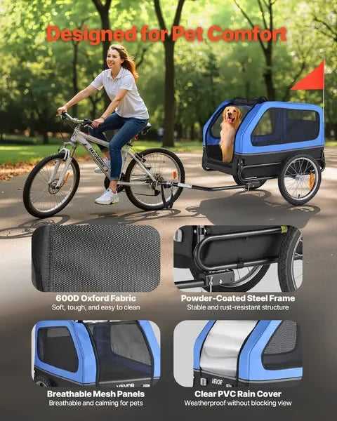 Dog Bike Trailer, Supports up to 88 lbs, Pet Cart Bicycle Carrier for Small & Large Dogs, Easy Folding Frame with Quick