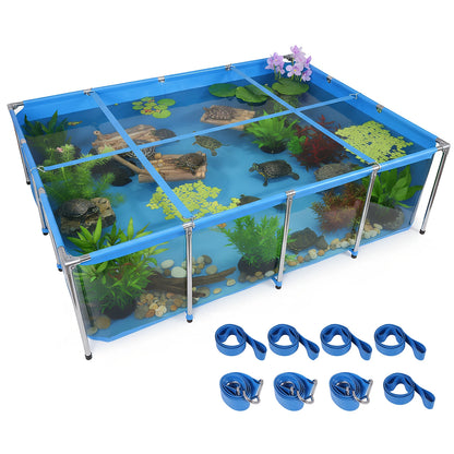 880Gallon Aquarium Pool Pond with Transparent Viewing Panel 400LBS Capacity with Drain Valve for Koi/Goldfish Breeding