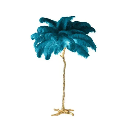 200cm Nordic Ostrich Feather Floor Lamp Resin Copper Living Room Home Decor Standing Light Indoor Lighting Bedroom Bedside Light