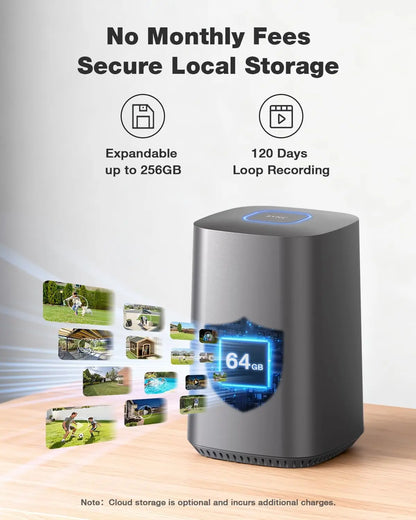 Wireless Outdoor Security Camera Kit - 4 Solar Cameras, No Monthly Fee, Color Night Vision, 360° PTZ, 4MP Live View