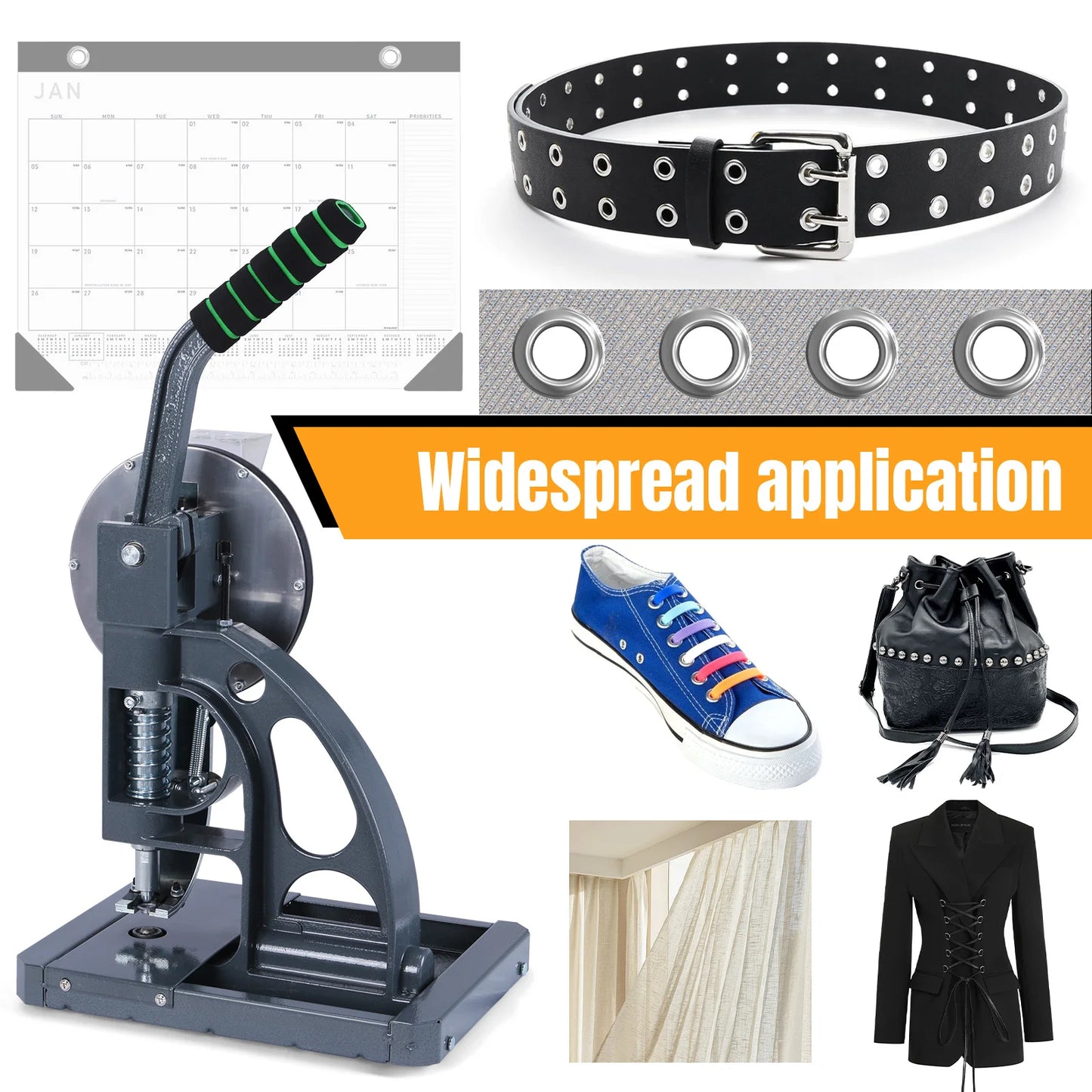 Semi-Automatic Grommet Machine Heavy Duty Hand Press Eyelet Grommet Machine Puncher Eyelet Tool with 5000PCS Grommet 10mm