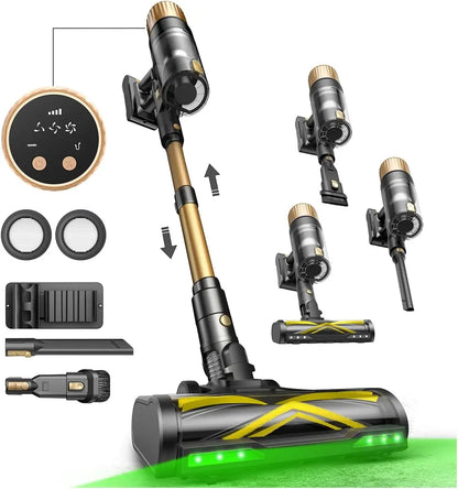 Cordless Vacuum Cleaner, 600W 60KPA 65Mins, Touch Screen Self-Standing for All Floors Pet Hair