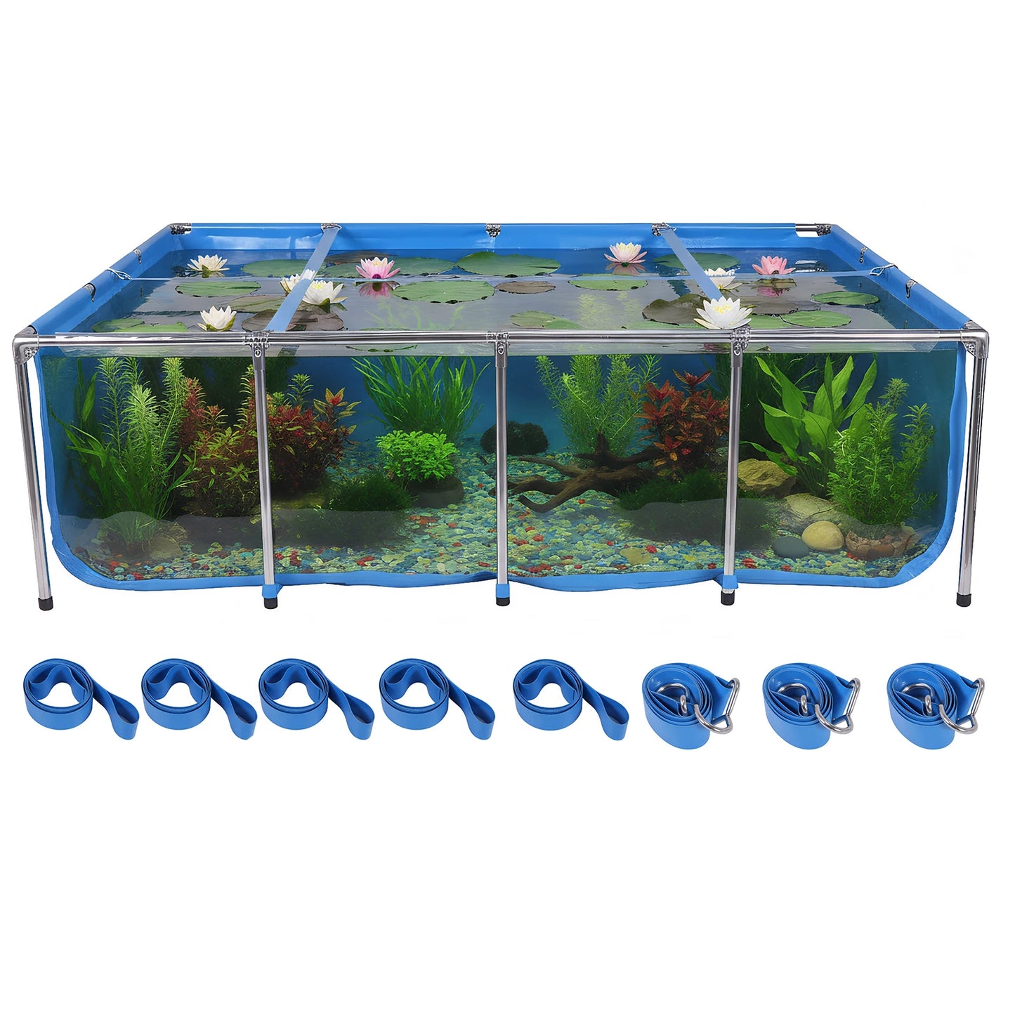 880Gallon Aquarium Pool Pond with Transparent Viewing Panel 400LBS Capacity with Drain Valve for Koi/Goldfish Breeding