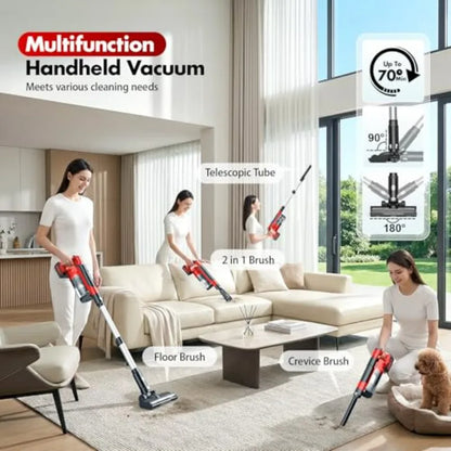 Cordless Vacuum Cleaners for Home with 2Battery 8000mAh Brushless Rechargeable Stick Vacuum with 3 Mode 6 In 1 Portable Handhel