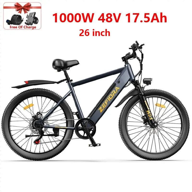 Electric Scooter Adult 14 26 Inch 1000w 30-60miles 48v 10a 15a 17.5a Removable Battery,adjustable Front Brake Seat Electric Bike