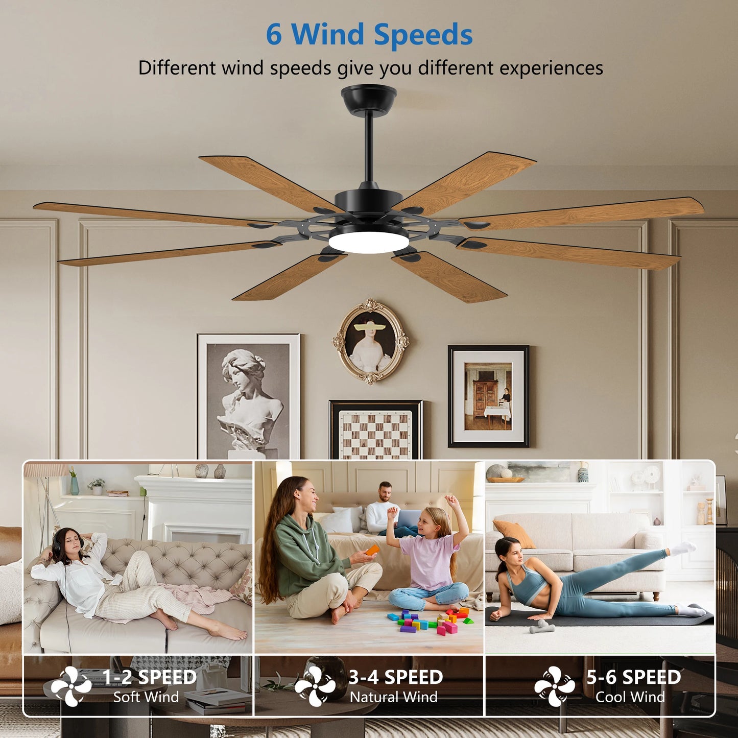 Black Ceiling Fans with Lights Led Remote Control Flush Mount Low Profile for Bedroom Living Dining Room Outdoor Farmhouse Patio
