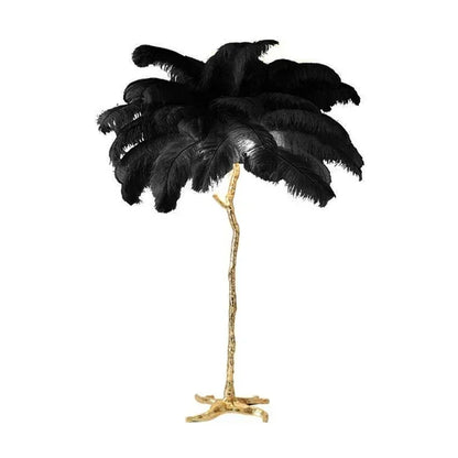 200cm Nordic Ostrich Feather Floor Lamp Resin Copper Living Room Home Decor Standing Light Indoor Lighting Bedroom Bedside Light