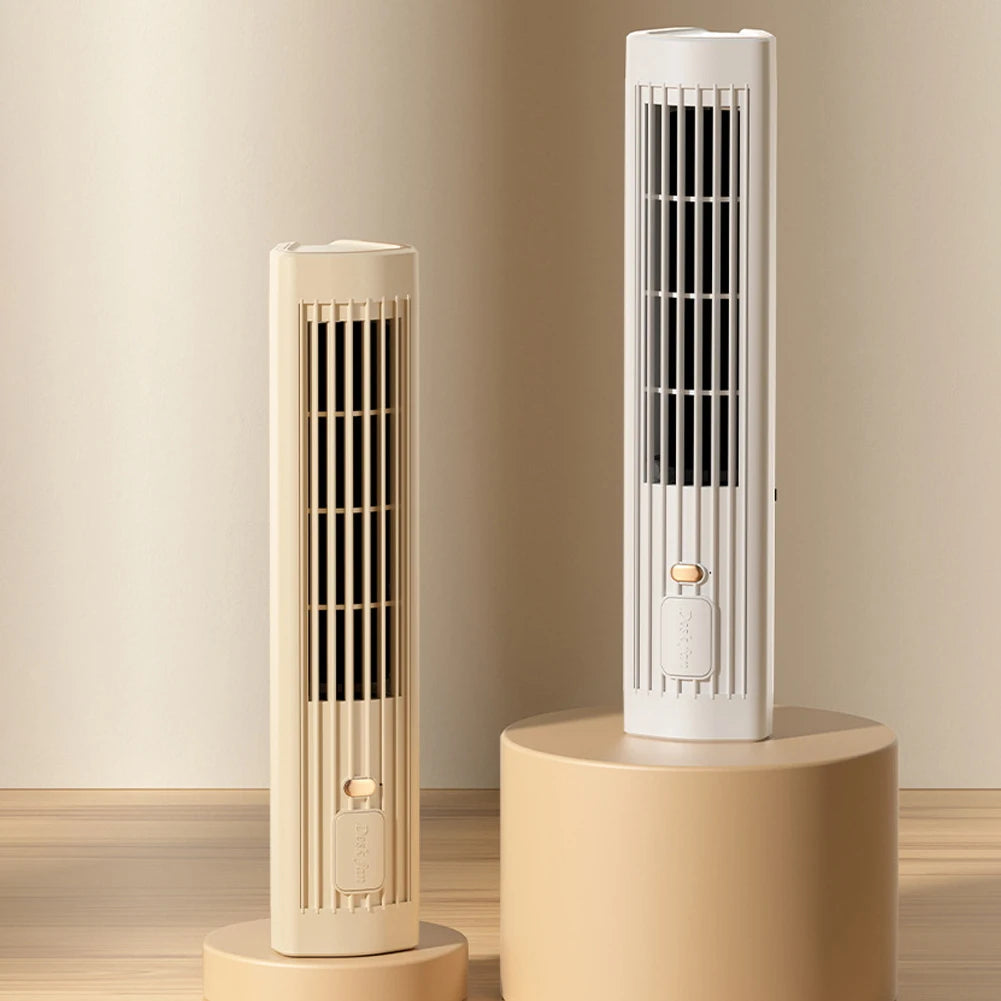 Tower Fan USB Charging Portable Air Conditioner 1200mAh Desktop Cooling Fan Wireless Desk Fan for Home Office
