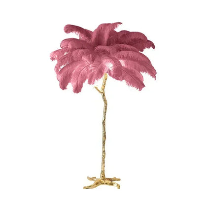 200cm Nordic Ostrich Feather Floor Lamp Resin Copper Living Room Home Decor Standing Light Indoor Lighting Bedroom Bedside Light