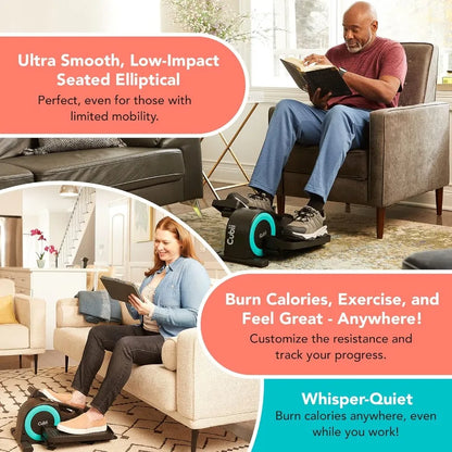 JR1 Under Desk Elliptical Under Desk Bike Pedal Exerciser Seated Elliptical Work from Home Fitness Mini Elliptical Machines for