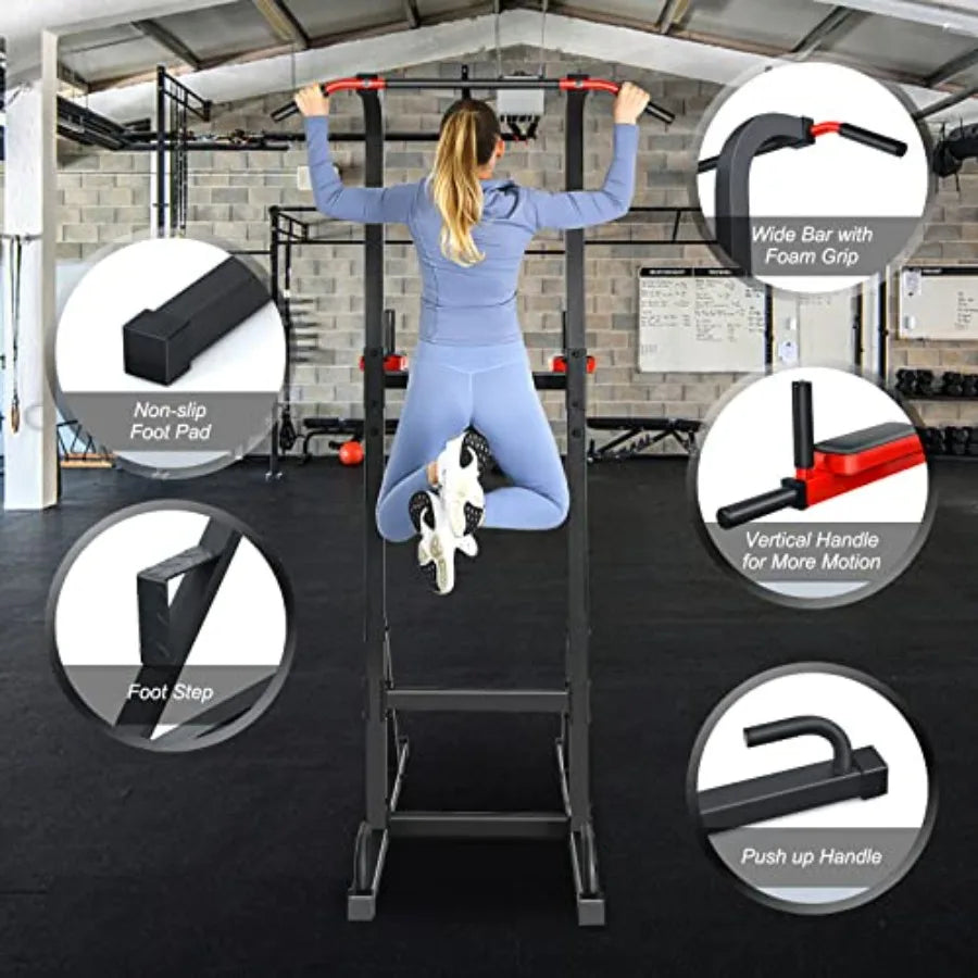 Power Tower Pull Up Bar Dip Station Multi-function Dip Bars Stand Workout Equipment for Full-body Home Gym Fitness Exercise Str