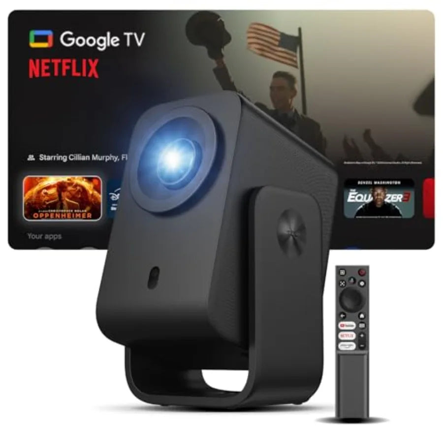 C1 Smart Projector 4K Support Google TV Netflix Officially Licensed WIFI Bluetooth Auto Focus Keystone Native 1080p Dolby Audio