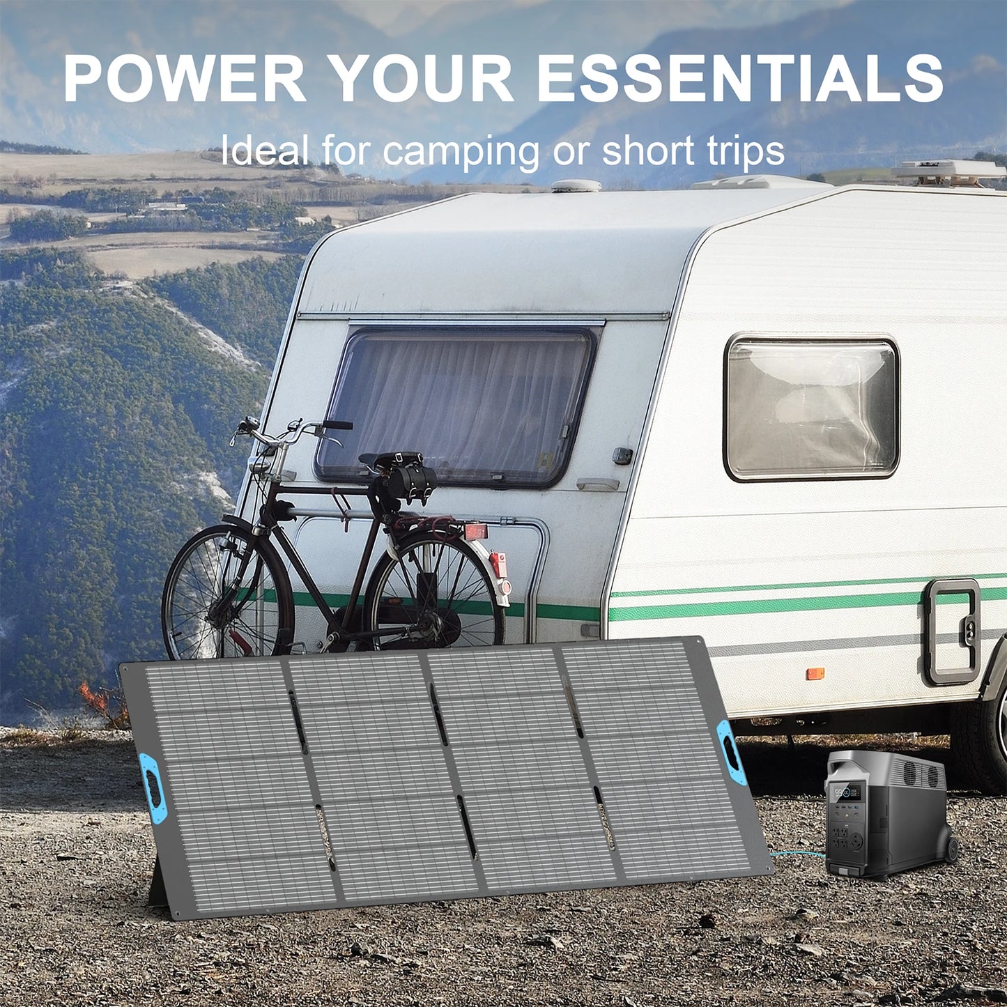 E-POWO 800W / 400W Portable Solar Panel, Foldable & Durable, Complete with an Adjustable Kickstand Case, Waterproof IP67 for RV