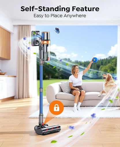 Upgraded Cordless Vacuum Cleaner 650W 55KPA 70Mins, Self-Standing with Mattress Tool for Pet Hair Floors Carpets