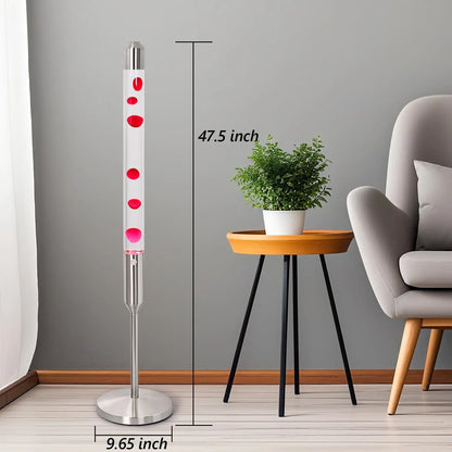 47.5 Inch Mood Lamp, Flowing Wax Liquid Motion Light for Living Room Decor, Silver Base Red Wax