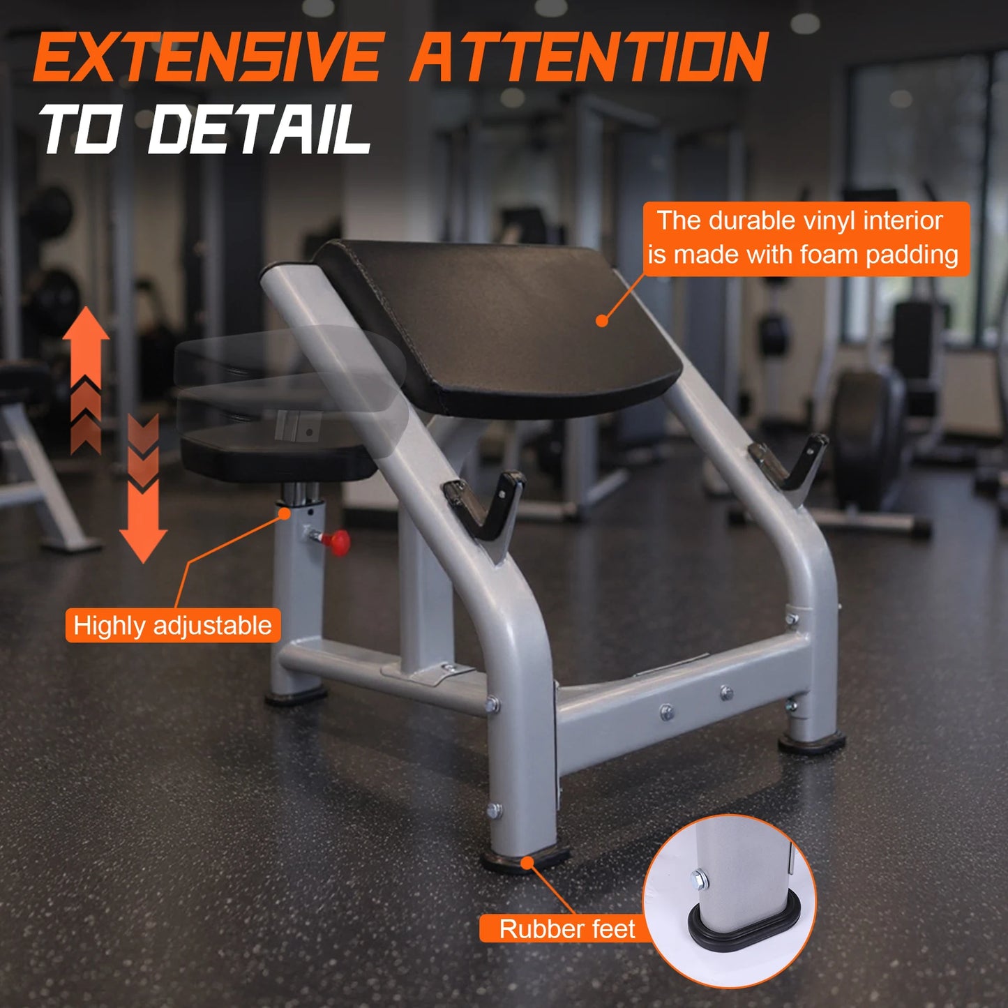 Preacher Curl Weight Bench Adjustable Bench Seat Seated Isolated Barbell Dumbbell Biceps Station for Home Gym Fitness Training