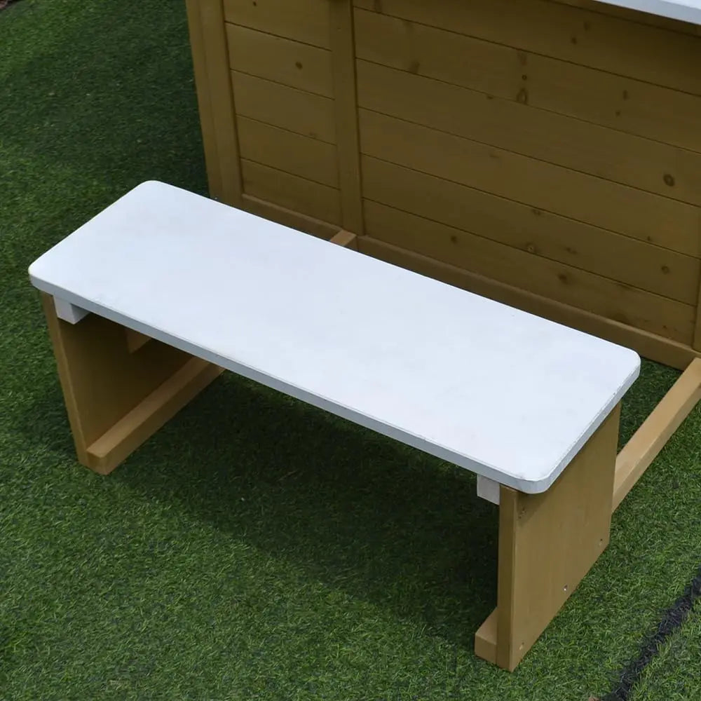 Cedar Wooden Playhouse Kids Outdoor Play Room Working Door Window Mailbox Bench, Custom