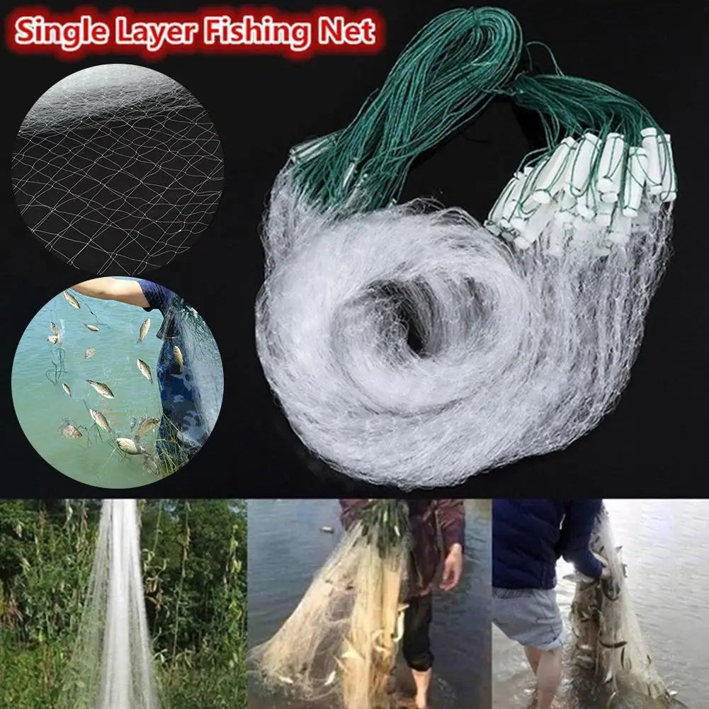 Fishing Net Single Mesh Nylon Float Trap Monofilament Gill Net Fishing Accessories For Hand Casting