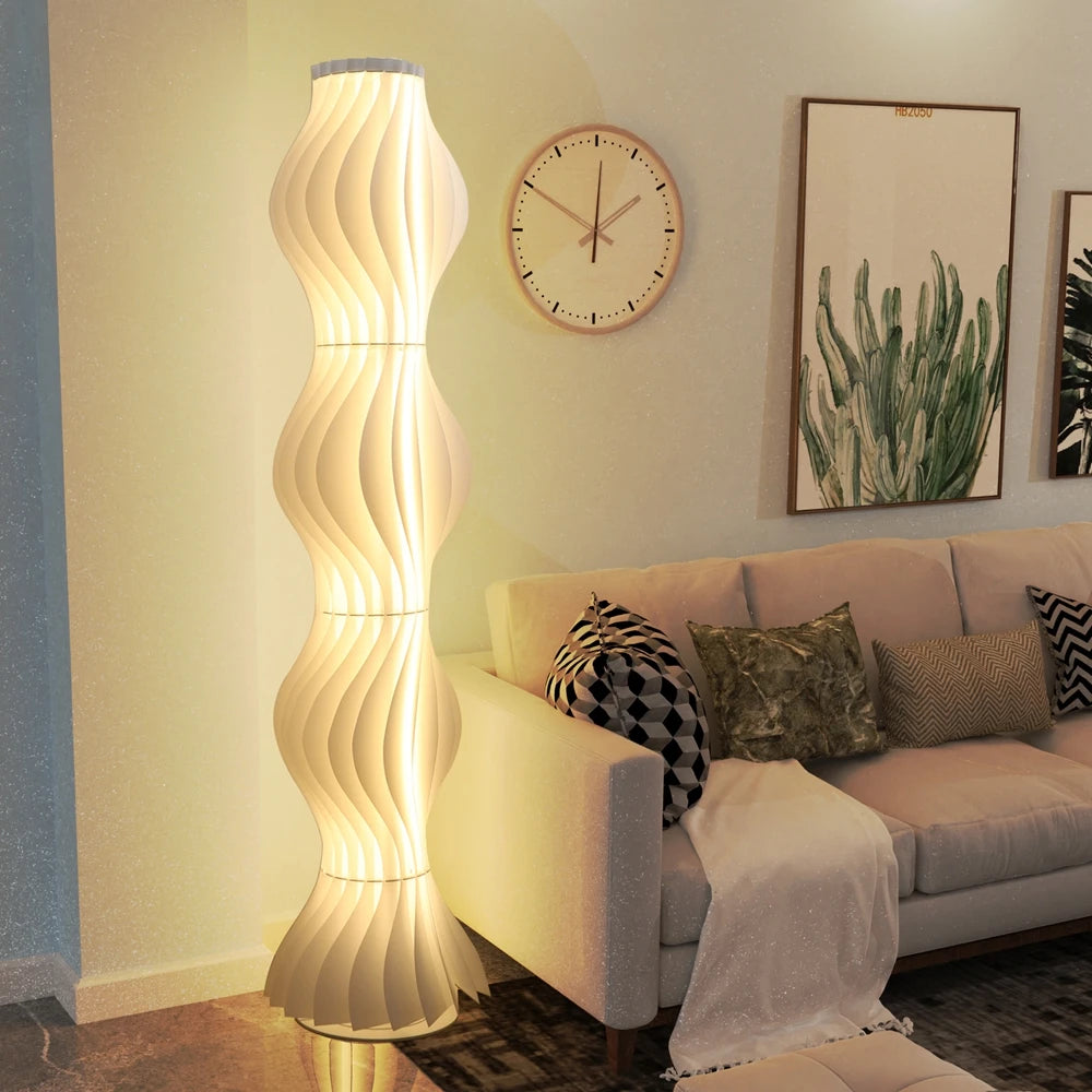 LED Dimmable Column Floor Lamp with Hula Skirt Design Shade,Tall Lamp Corner Light for Living Room, Bedroom or Office Decor.