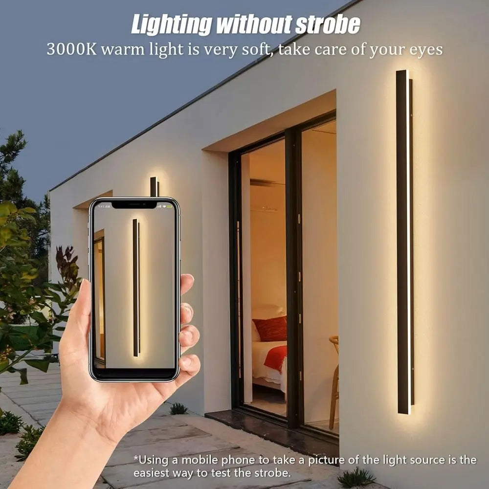 2 Pack 47.25inch Long Outdoor LED Wall Lights 35W Black 3000K Warm White Porch Lights Acrylic Waterproo IP65 Exterior Wall Light