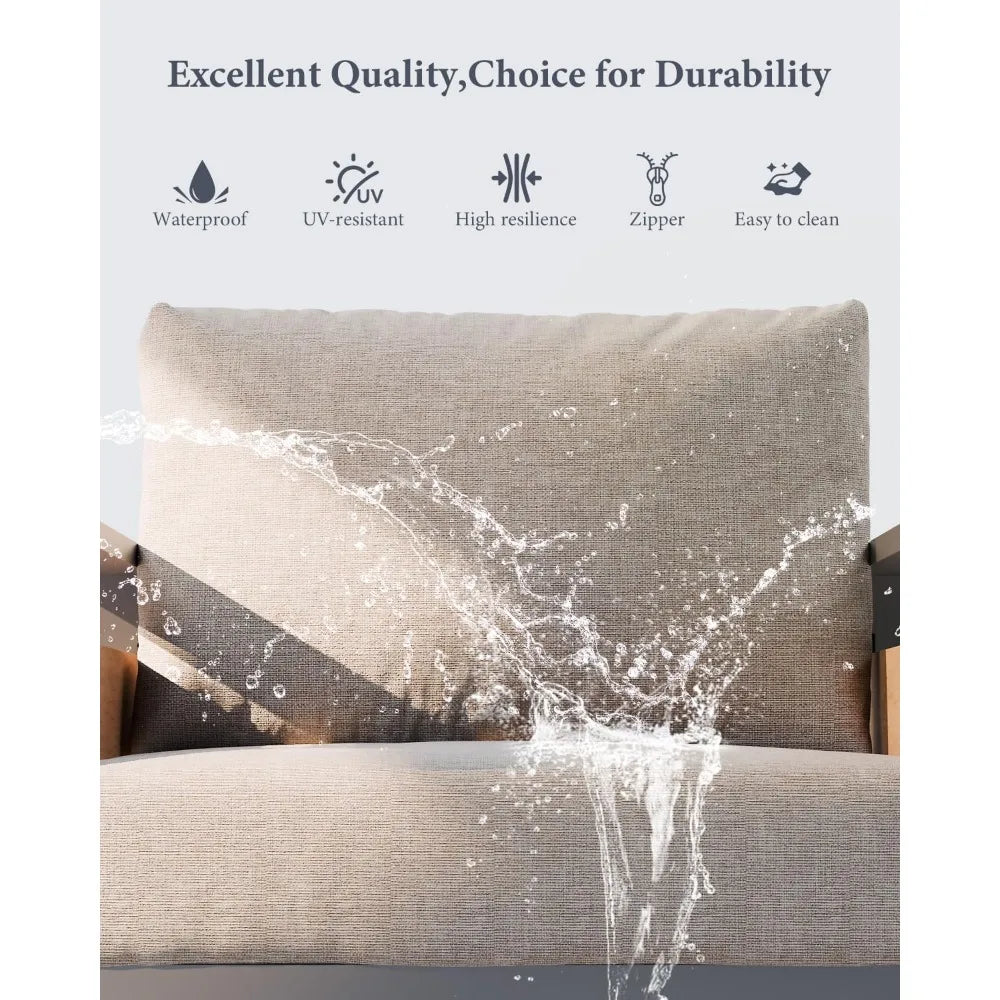 Outdoor Aluminum Patio Furniture - 1 Pcs 3-Seat, All-Weather Metal Modern Outside Sofa with Washable Thick Cushion for Garden