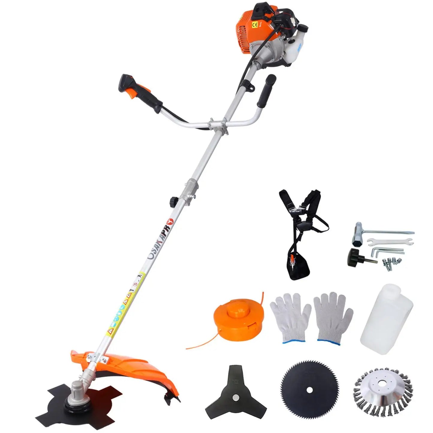 Powerful Petrol Brush Cutter 52cc 2 Stroke Engine with Multifunction Attachments for Lawn and Garden Care