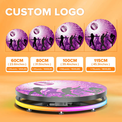 360 Photo Booth Machine 60/80/100cm With RGB Ring Light Flight Case Portable360 Spin Camera Booth For Wedding Party Event Rental