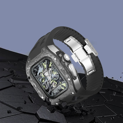Modification Kit Carbon Fiber Case For Apple Watch Ultra 2 49mm Fluororubber Strap Luxury Mod Kit for iWatch Ultra 49MM