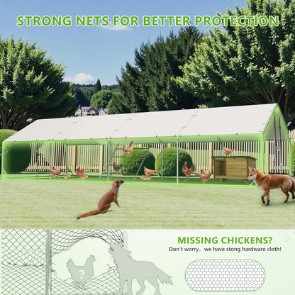 Metal Chicken Coop Run Pen Cage with Feeding Door Anti-UV Cover Yard 30-40 Poultry Duck Rabbit,Customized