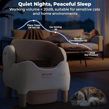 Self Cleaning Litter Box Automatic Cat Litter Box with APP Control Odor-Free Waste Disposal Includes Trash Bags Large Waste Bin