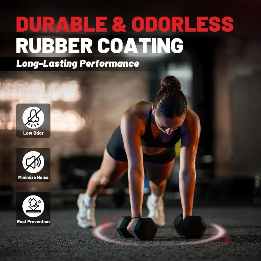 PAPABABE Hex Dumbbell Set 45135 lb Rubber Encased Home Gym Dumbbells for Strength Training and Fitness Workouts Adjustable Hand