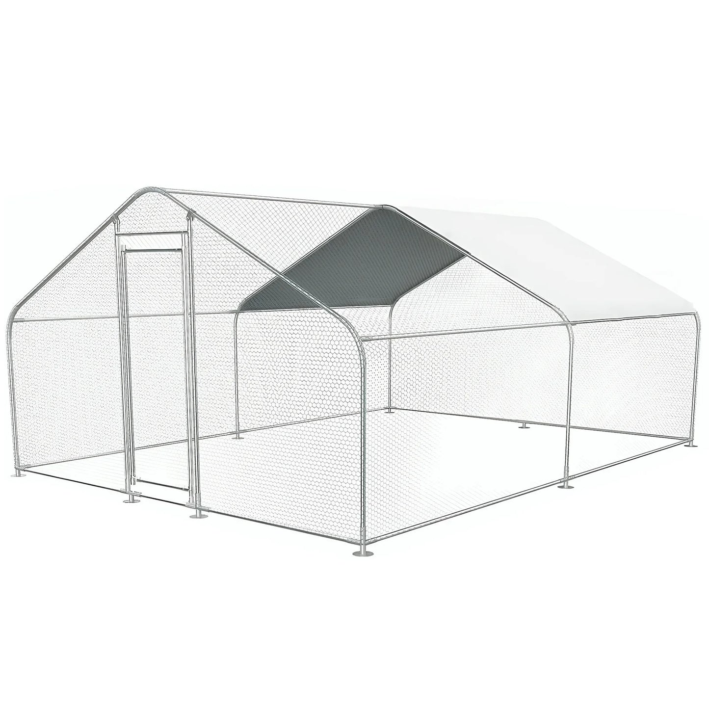 9.84x13.12x6.56FT Large Chicken Coop Lockable Walk-in Poultry Cage with Cover Spire Roof for Outdoor and Yard Farm Use