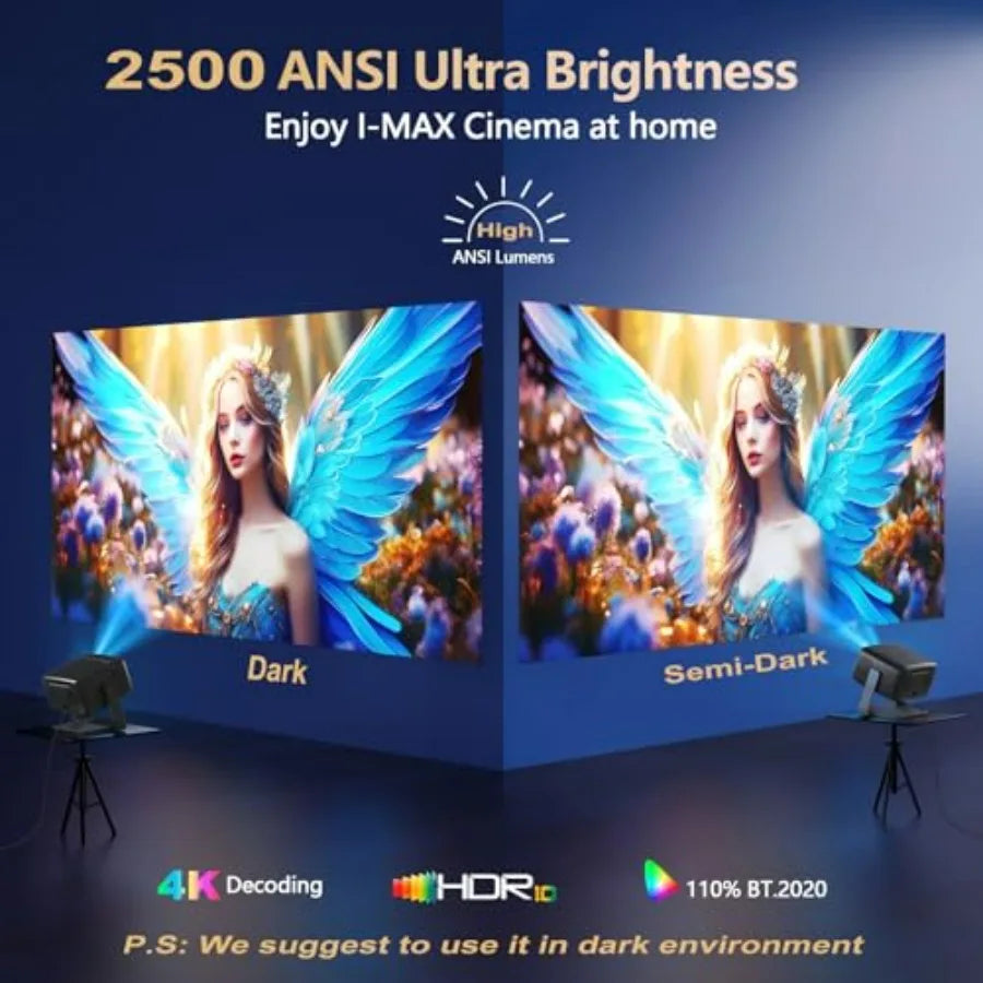 Outdoor 4K Projector with WiFi Bluetooth Auto Focus Auto Keystone Smart Support Dolby Audio 50W 2026 Upgrade GO2 Short Throw Pr