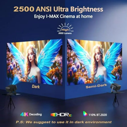 Outdoor 4K Projector with WiFi Bluetooth Auto Focus Auto Keystone Smart Support Dolby Audio 50W 2026 Upgrade GO2 Short Throw Pr