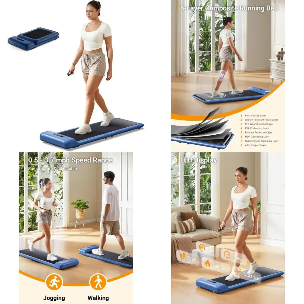 Compact Foldable Treadmill for Desk Use, Home Office Fitness Equipment, Stylish Design, No Assembly Required, Space-Saving Under