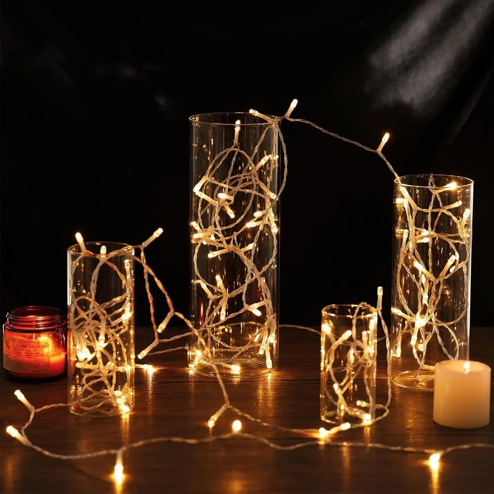 Set of 48 Transparent Glass Cylinder Vases Assorted Heights for Wedding Centerpieces, Decorative Flower Vases, Candle Holders