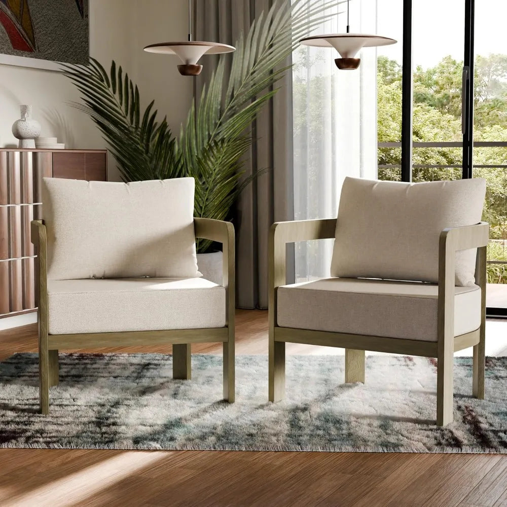 Outdoor Furniture Set, 2Pcs Patio Armchairs, Metal Modern Outside Furniture with 6'' Thick Cushions, Outdoor Conversation