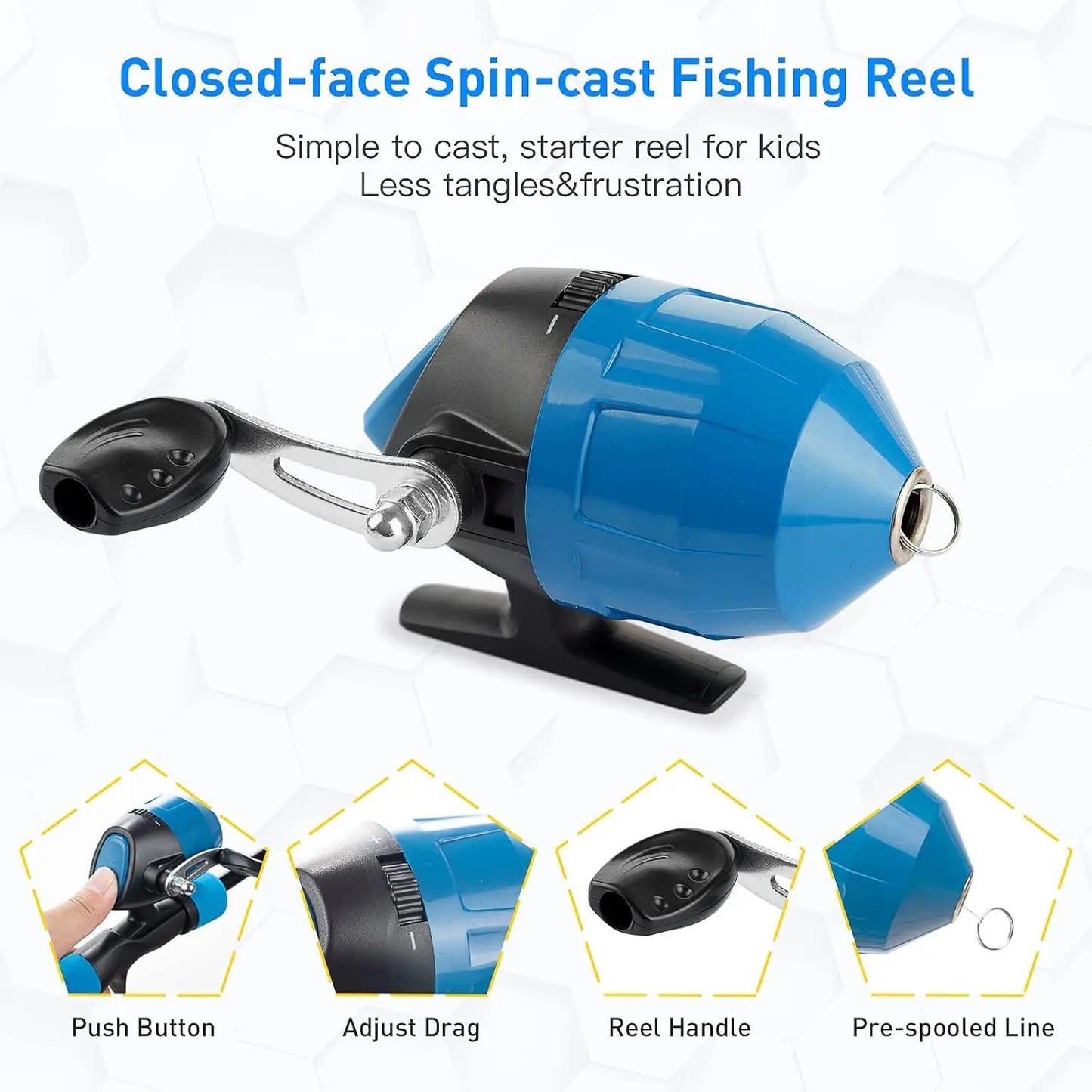 59'' Telescopic Fishing Rod and Reel Combo with Tackle Box, Carrier Bag for Beginners