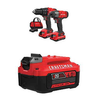V20 MAX Cordless Drill and Impact Driver Power Tool Combo Kit with 2 Batteries and Charger CMCK200C2 and (1) V20 Lith