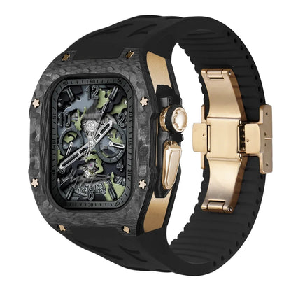 Modification Kit Carbon Fiber Case For Apple Watch Ultra 2 49mm Fluororubber Strap Luxury Mod Kit for iWatch Ultra 49MM