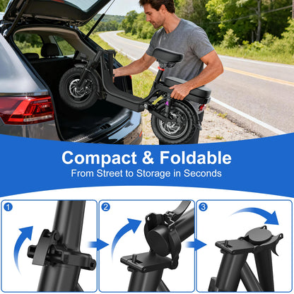 Electric Scooter Adult 14 26 Inch 1000w 30-60miles 48v 10a 15a 17.5a Removable Battery,adjustable Front Brake Seat Electric Bike