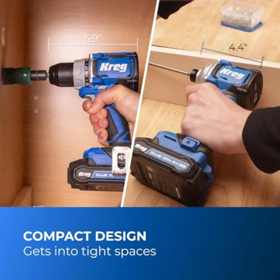 Ionic Drive Drill and Driver Combo Bundle - With Charger and Battery 2 - High Torque Professional Workshop Tool - LED Ligh
