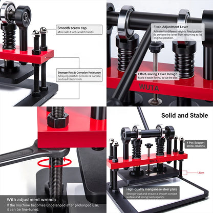 WUTA Pro Leather Cutting Machine Manual Die Cutter Embossing Shaping Tools Hand Press Mold DIY Punching Fabric Paper (Size L)