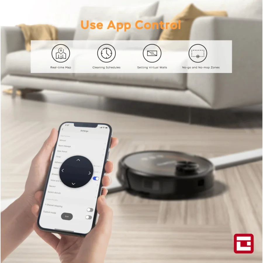 LDS Navigation Robot Vacuum Cleaner - 3-in-1 Vacuum/Sweep/Mop Wi-Fi App Control 2800Pa Suction 3200mAh Battery 160min Runtime S