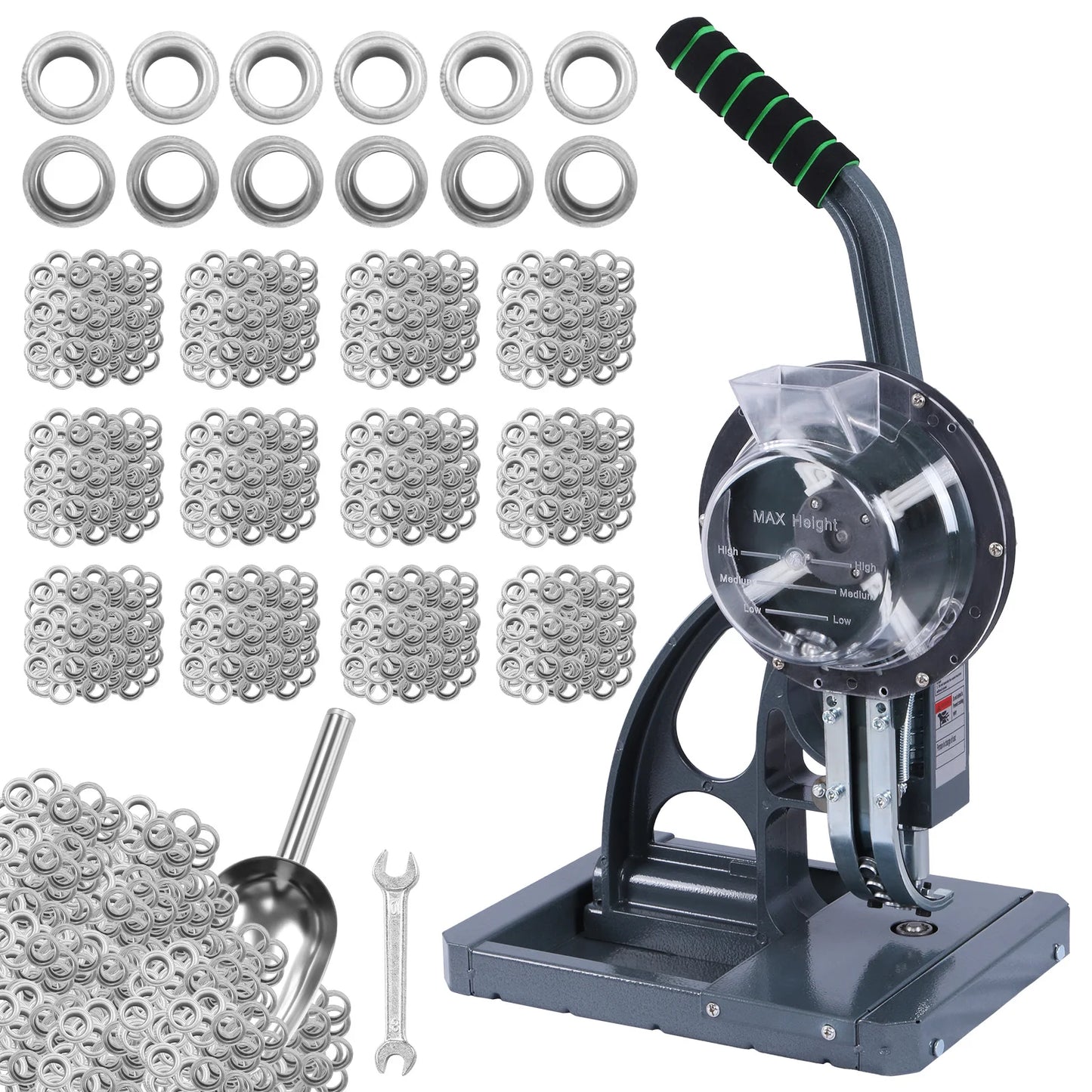 Semi-Automatic Grommet Machine Heavy Duty Hand Press Eyelet Grommet Machine Puncher Eyelet Tool with 5000PCS Grommet 10mm